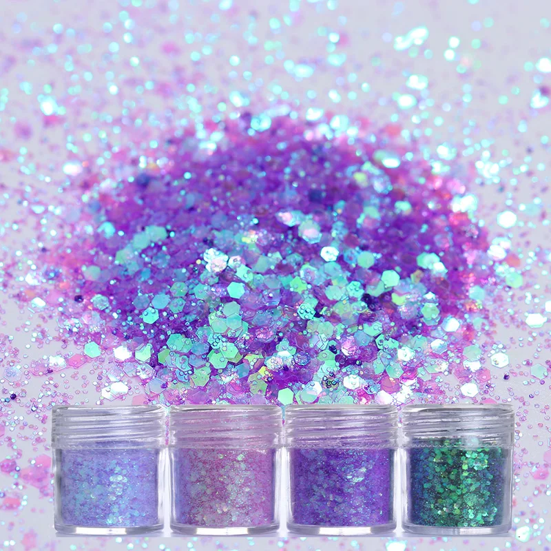 

1 Box 10ml Nail Colorful Pink Purple Mix Nail Glitter Powder Sequins Powder For Nail Art Decoration