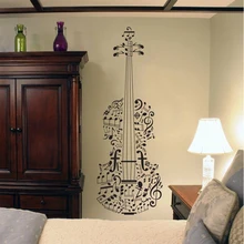 Free Shipping Elegant Musical Violin Music Art Wall Decal Decor Sticker Vinyl Poster Mural Kid Room Decoration Murals 120X42cm
