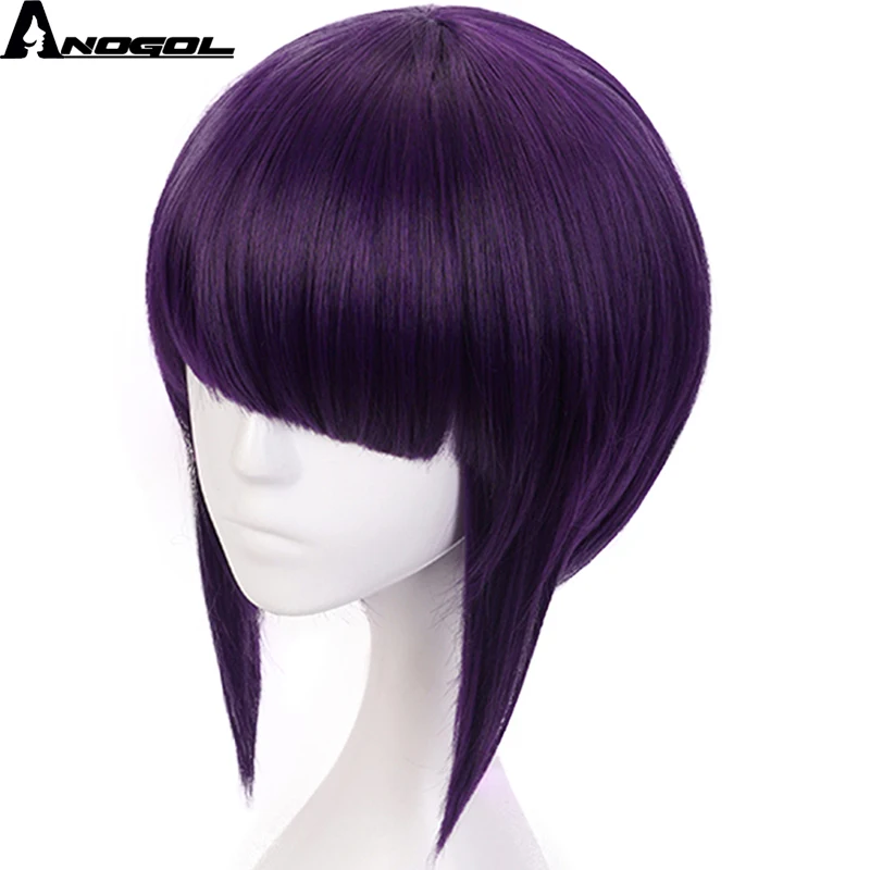 Anogol My Hero Academy Short Straight Kyoka Jiro Anime Short Straight Bob Purple Synthetic Cosplay Wig For Role Play Halloween