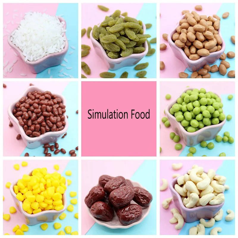 

50g Simulation Food Fake Artificial Rice Peanut raisin Model Ornament Craft Photography Props Home Christmas Window Decoration