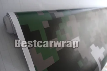 

1.52x5m Military Green Digital Tiger Camo Vinyl Car Wrap Styling With air bubble Free Pixel Camouflage Car covering PROTWRAPS
