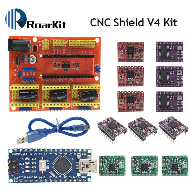 Новый ЧПУ Щит V4 гравировальный станок + NANO 3 0/3D принтер/A4988/DRV8825 / AT2100 Плата