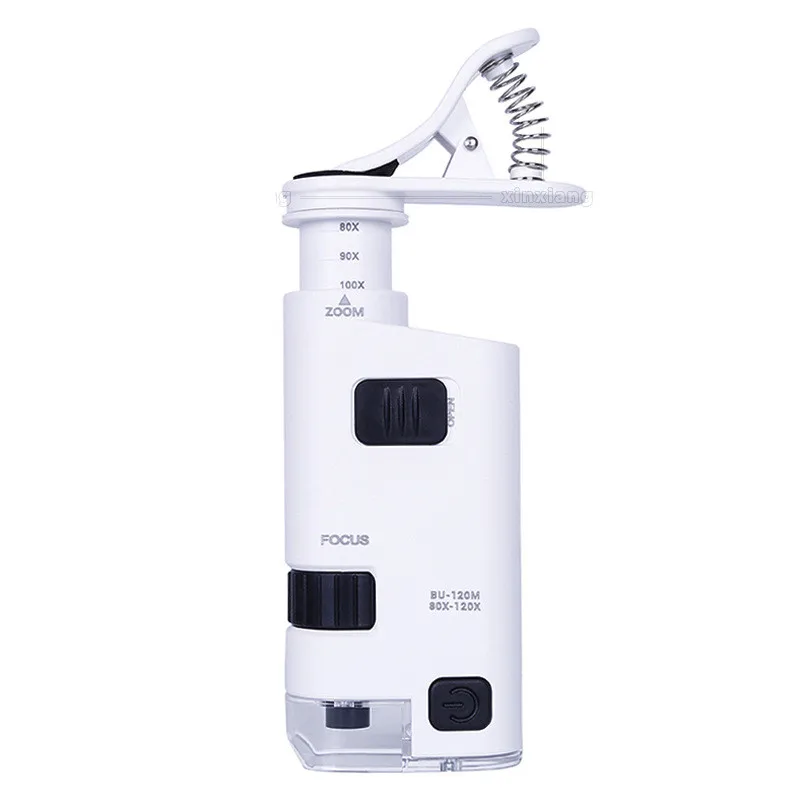 

2 Choices 40-60X 80-100X Mini Zoom Microscope Textile Print Magnifier With Adjustable Mobile Phone Universal Clip