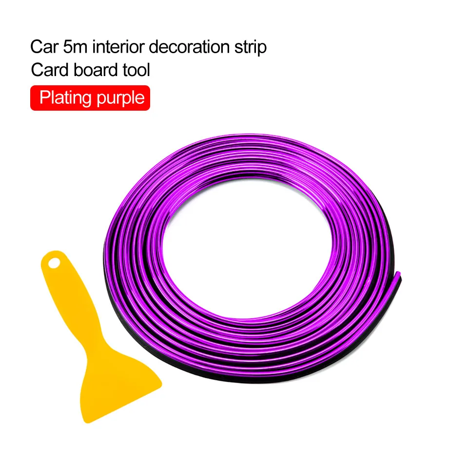 5 м автомобильные накладки для салона, декоративная полоска, наклейка, автомобильная центральная консоль, украшение двери, авто бренд, автомобильный Стайлинг, 3D внутренние аксессуары - Название цвета: Purple