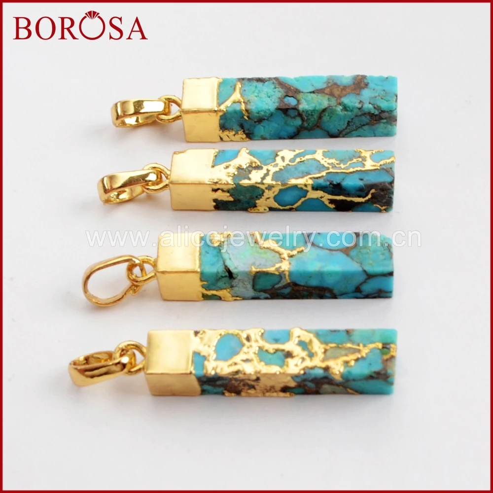 BOROSA 5/10 шт Золотой Цвет Медь натуральная бирюза кулон натуральный голубой камень