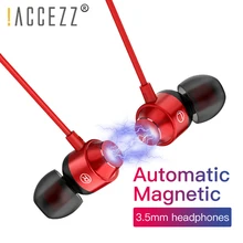 ACCEZZ магнитные наушники с микрофоном супер бас HiFi 3,5 мм наушники-вкладыши для Xiaomi samsung iphone Проводная стереогарнитура