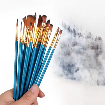 

12pcs/set Different Shape Nylon Hair Paint Brushes Artist Oil Painting Brush Watercolor Pen Paintbrush Professional Art Supplies