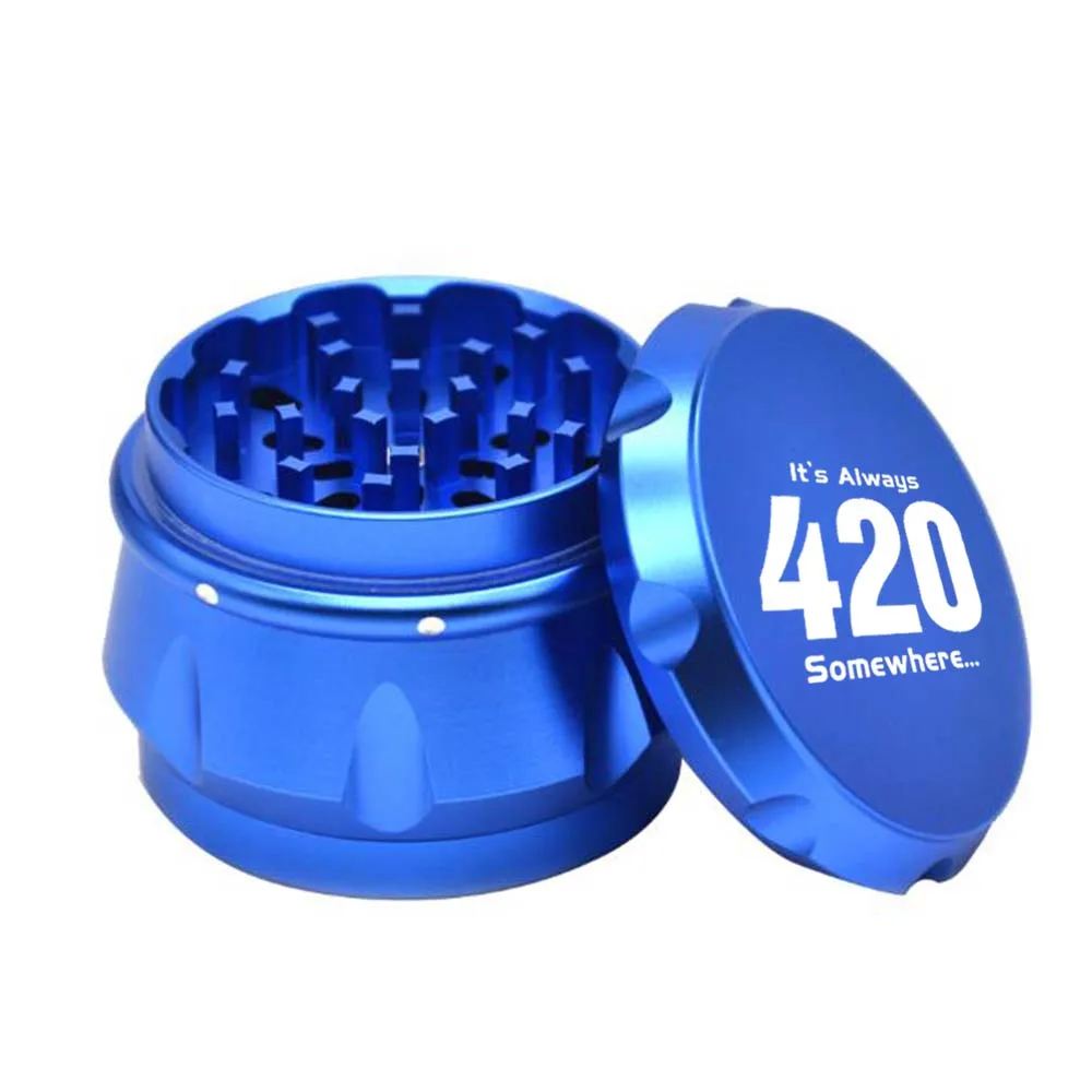 HONEYPUFF Speaker Shape Herb Grinder Aircraft Aluminum Grinder 56 MM 4 Layers Crusher Herb Tobacco Grinder Spice Crusher - Цвет: Blue-420