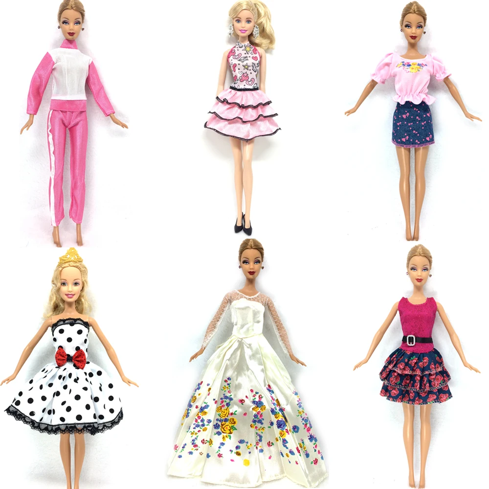 NK 6 Set Lot Hot Sell font b Doll b font Outfits Top Fashion Dress Party