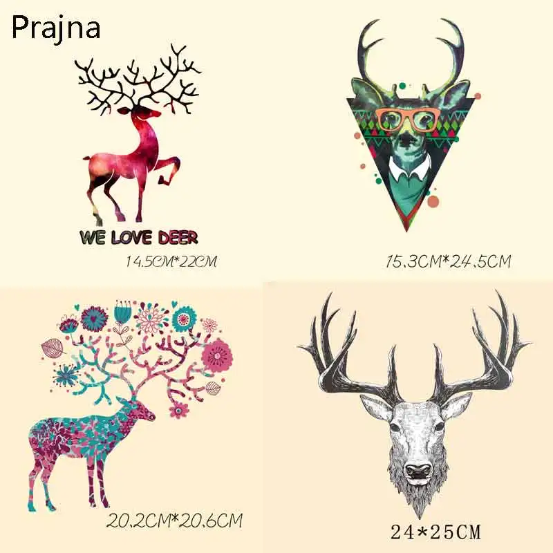 

Prajna Reindeer Christmas Cute Patches For Backpacks Stripe On Clothes Ironing Stickers Heat Transfer Vinyl For Clothing DIY A