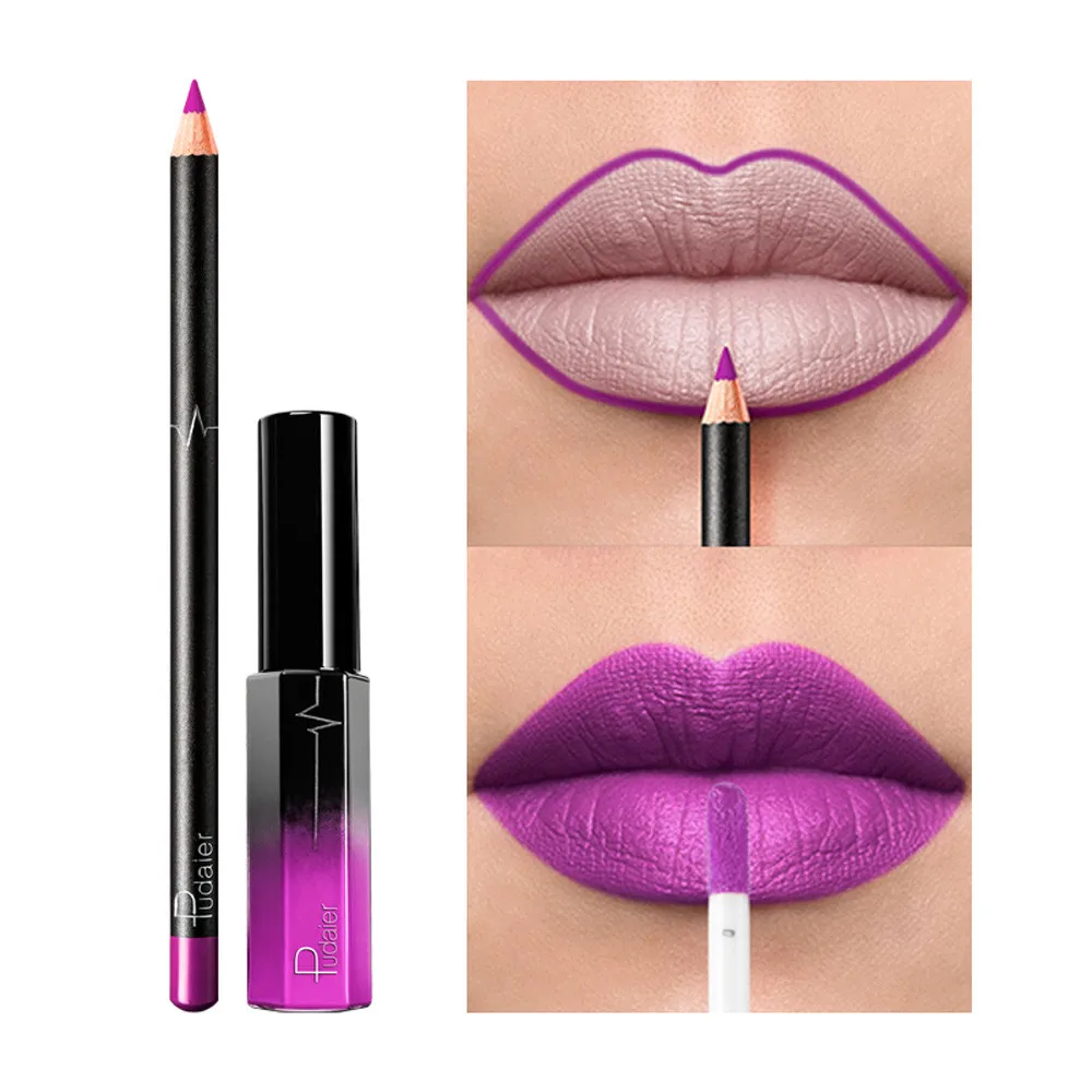 

#5001 Fashion Lipstick & Lip Liner Long Lasting Lipstick Waterproof Matte Liquid Gloss Lip Liner Cosmetics Set