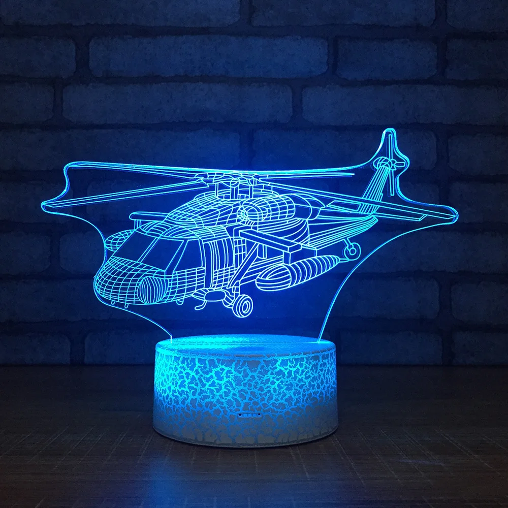 

Helicopter Usb Night Light Colorful Touch 3d Visual Lamp Creative Energy Saving Led 3d Light Fixtures Kids Room Light