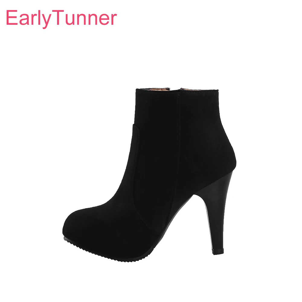 

Hot Brand New Winter Black Red Women Ankle Boots Fashion Super Stiletto Heels Lady Nude Shoes EP30 Plus Small Big Size 31 43 44