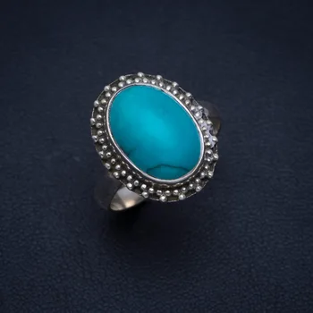 

Natural Turquoise Handmade Unique 925 Sterling Silver Ring 7.75 A4154