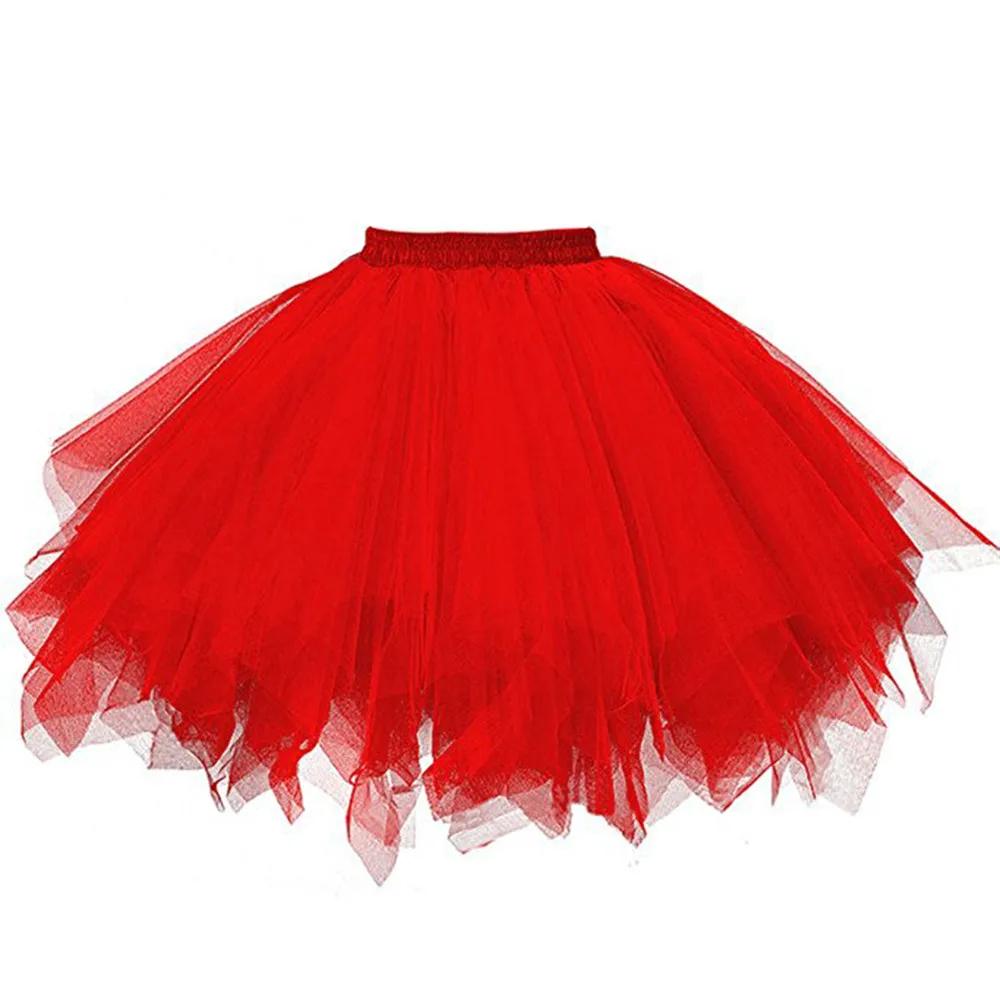 Женская Высококачественная короткая юбка из плиссированной газовой ткани, юбка-пачка для взрослых, юбка для танцев, пышная юбка из гренадина, vetement femme# F - Цвет: Red