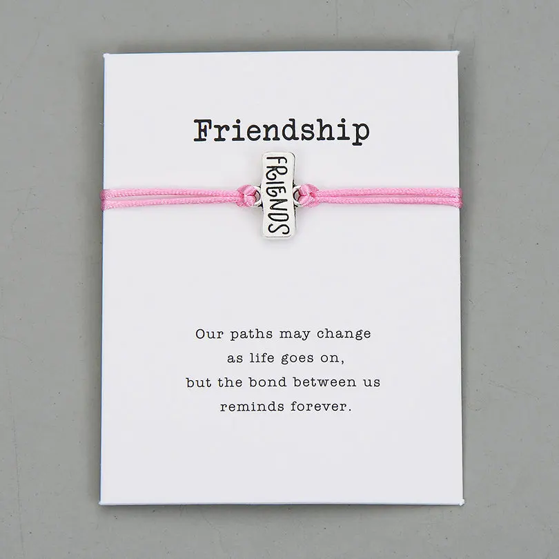 Pipitree Best друзья Шарм браслет дружбы Желание карты подарок на день рождения для женщин мужчин Jewelry красная нить на удачу Браслеты Регулируемый - Окраска металла: light pink with card