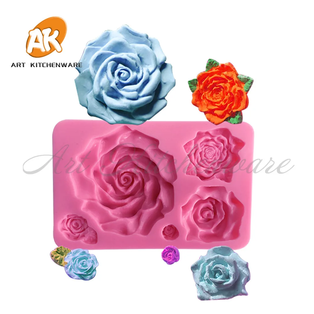 3D Big Rose Flower Cake Mold Silicone Molds for Cakes 3D Soap Molds