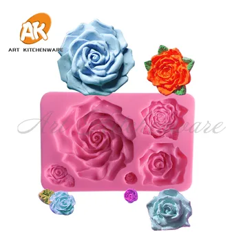 

3D Big Rose Flower Cake Mold Silicone Molds for Cakes 3D Soap Molds Sugarcraft Tools Cake Decorating SM-460