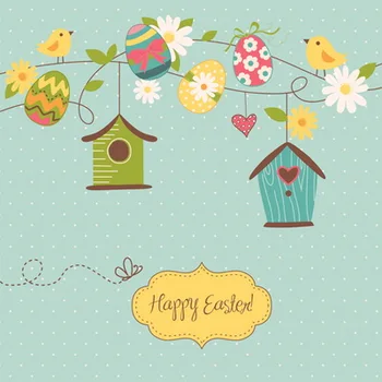

Powder Green Bottom With White Dots Backdrop Cartoon Easter Eggs Background Printed Studio Photography Backdrops D-4883