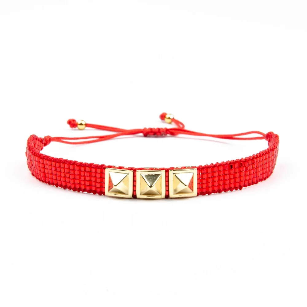 Go2boho красный сглаза браслет Miyuki Delica браслет Мода Insta ювелирные изделия Pulsera Кристалл для женщин кисточкой ручной работы цвета - Окраска металла: MI-B180426A Pulsera