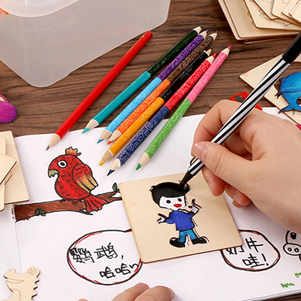 55 шт. детские игрушки для рисования набор деревянных картин DIY Рисование Творческий шаблон игрушки Забавный граффити доска для наполнителя детская головоломка обучающая игрушка