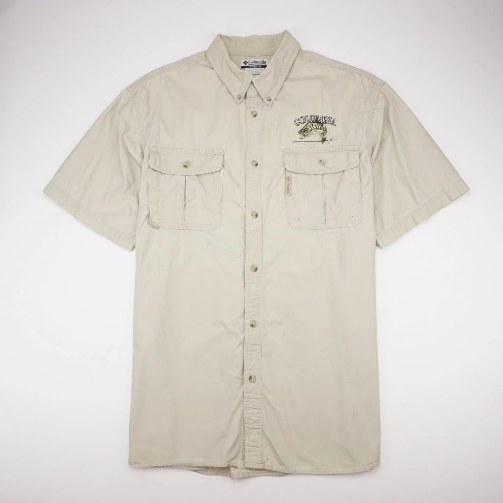 COLUMBIA Vented Cotton Hiking Fishing Shirt Short Sleeve
