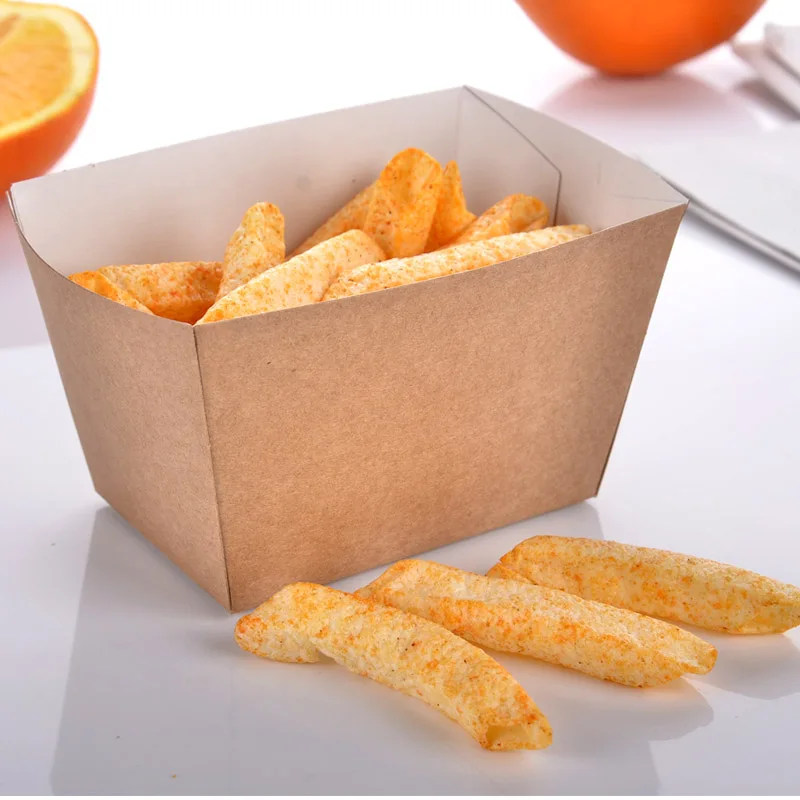 Fashion Square Kraft Paper French Fries Box Disposable Fried Snacks Popcorn  Party Dessert Box Holder Promotion 100pcs/lot SK728