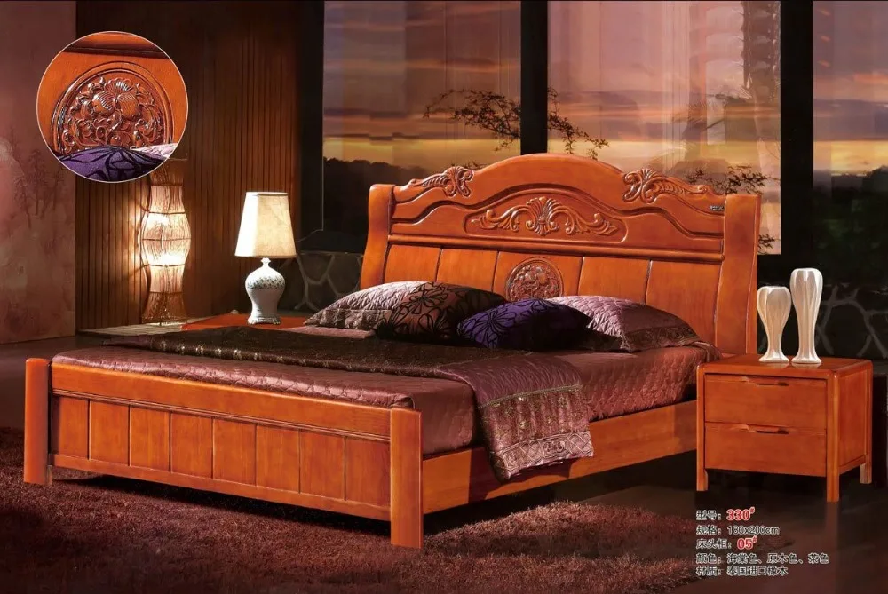 high quality bed Oak Bedroom furniture bed factory price Oak bed 4001