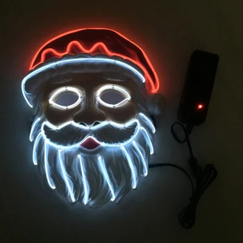 

Christmas Glow Masks Santa Claus Light Up Mask EL Wire Glowing Mask Halloween Festival Carnival Party Cosplay Costume Supplies