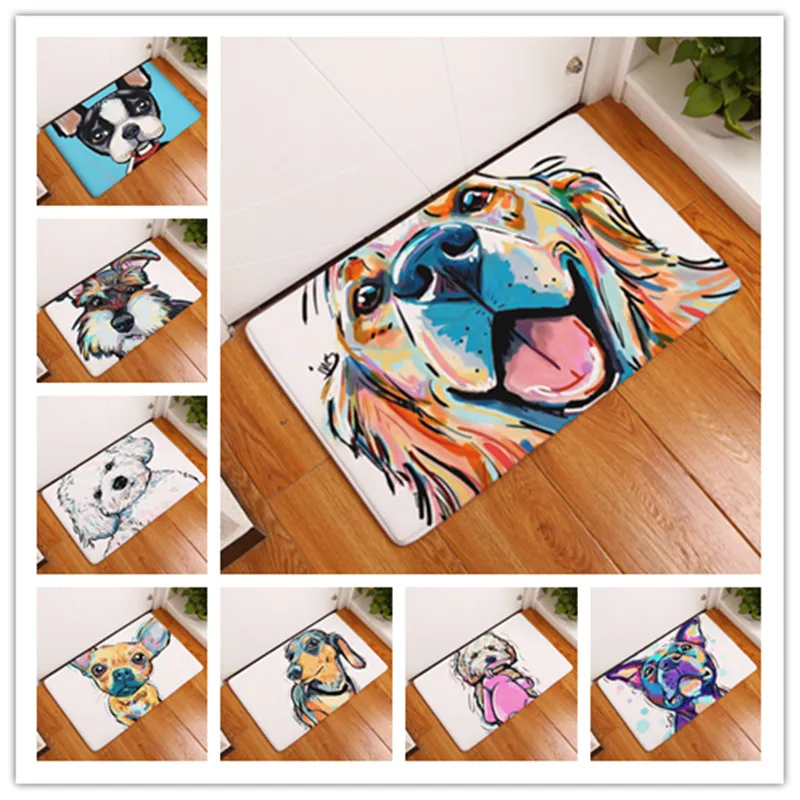 New Cartoon Style Lovely Dog Painting Dogs Print Carpets Anti-slip Floor Mat Outdoor Rugs Animal Front Door Mats 40x60 50x80cm New Cartoon Style Lovely Dog Painting Dogs Print Carpets Anti-slip Floor Mat Outdoor Rugs Animal Front Door Mats 40x60 50x80cm
