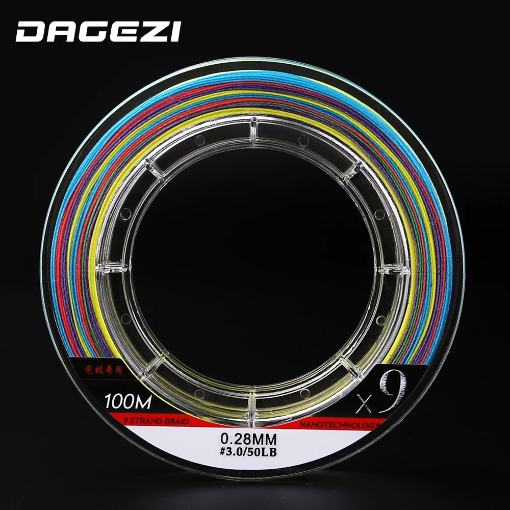 Плетеная рыболовная леска DAGEZI 9 нитей 100 м полиэтилен 25 100LB сверхпрочная