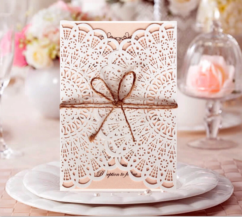  White and Pink Wedding Invitations - Set Of 50 - 32717505528