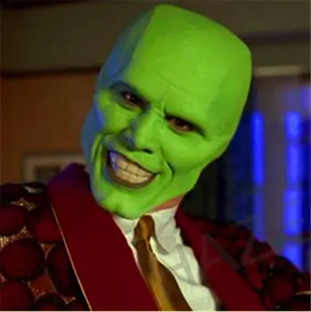 The Mask Movie Jim Carrey Cosplay Halloween Party Green Funcy Dress Adult Props the mask jim carrey movie film toys figure green alien mask