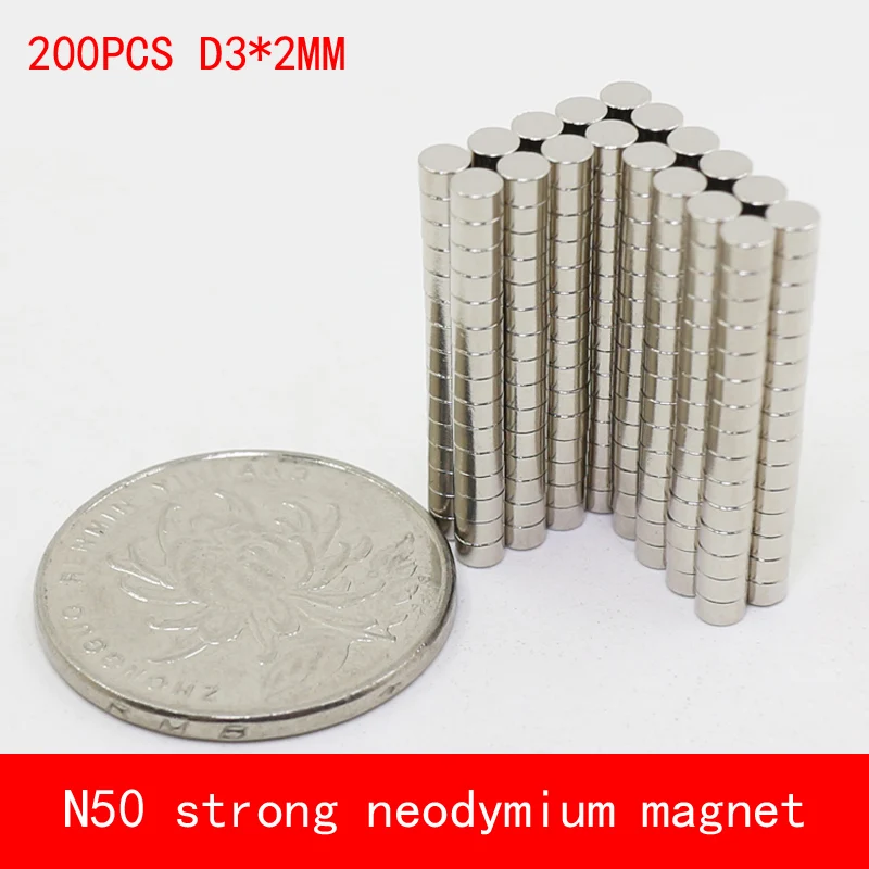 

wholesale 200PCS D3*2mm mini round N50 Strong magnetic force rare earth Neodymium magnet diameter 3X2MM