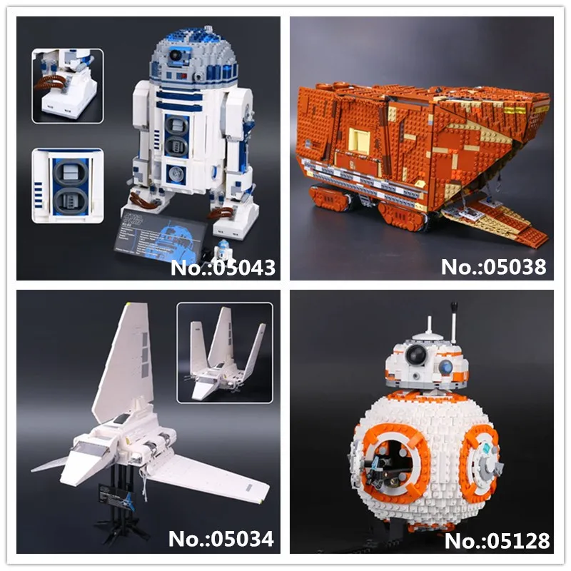 

05034 05038 Force Awakens Sandcrawler 05043 R2 model D2 05128 Double B 8 Robot Building Block Bricks Toys
