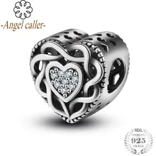 Призывающий ангелов 925 пробы серебряные Роскошные серьги с кубическим цирконием в форме сердца Подвески-шармы Для женщин Браслеты& ожерелья ювелирных изделий высокое качество