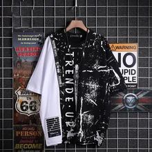 Футболка с короткими рукавами в стиле хип-хоп с граффити; модная Мужская хлопковая футболка в стиле Харадзюку; Мужская Повседневная футболка; уличная одежда; летние топы; футболка для мальчиков