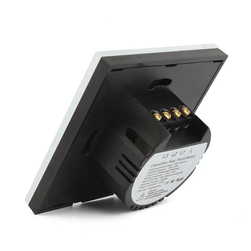 3 gang 1 way blk crystal glass panel touch sensing wall light switch, smart touch lamp switch ,touch screen switch EU