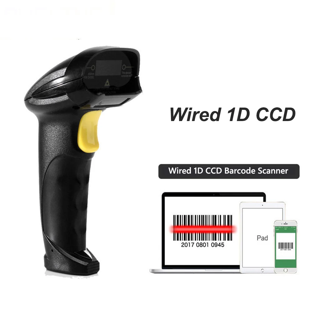 1D& 2D штрих-кодов Сканер для супермаркета handel 2D сканер штрих-кода считывания штрих QR код ридер PDF417 2,4G беспроводной и проводной - Цвет: Wired 1D CCD Scanner