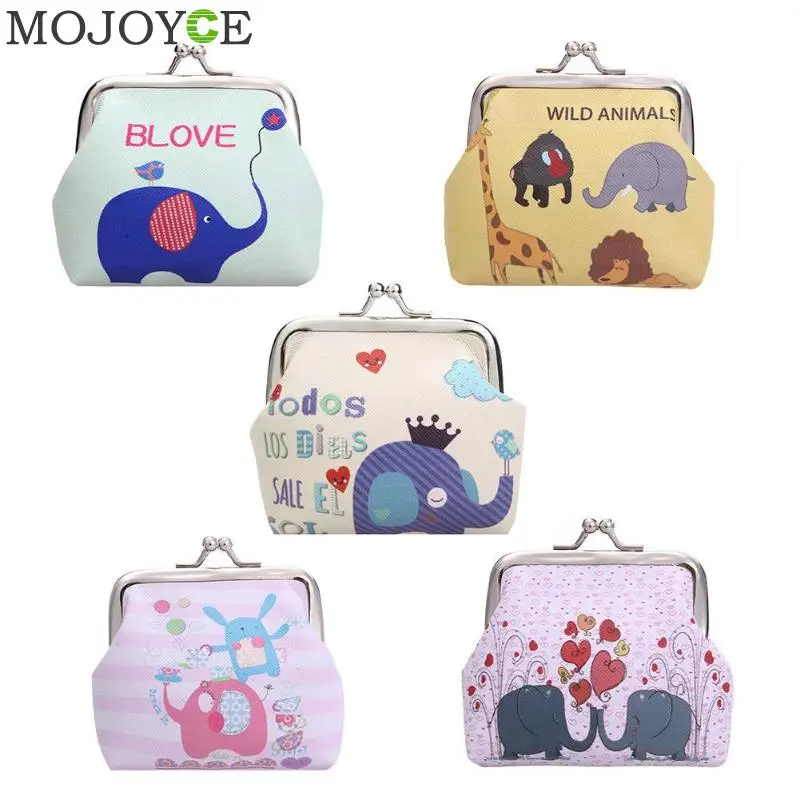 

2018 Exclusive Design Elephant Print Mini Coin Bag Women Fashion Coin Purses Cartoon Pattern Cute Small Bag Clutch Zero Wallet
