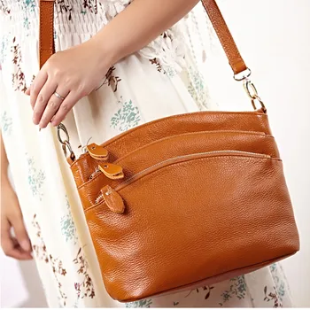 

Best Gift! Three Layer 100% Genuine Cow Leather Women's Crossbody Bags Brand Design Fashion Shoulder bag Female Messenger Bags