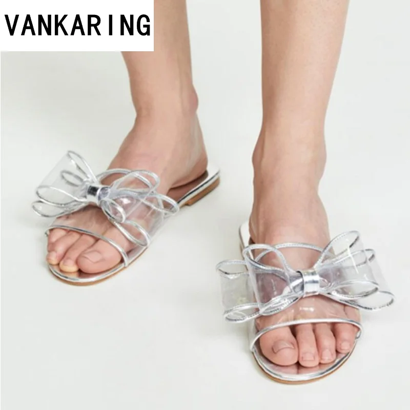 

sweet bow-tie women sandals patent leather+PVC gladiator sandals ladies summer casual beach slippers flat sandals shoes woman