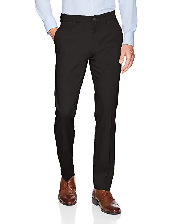 Мужской приталенный костюм с плоской передней частью, отдельные брюки, Формальные Свадебные деловые прямые мужские брюки цвета хаки, тонкие офисные модельные брюки - Цвет: same as image