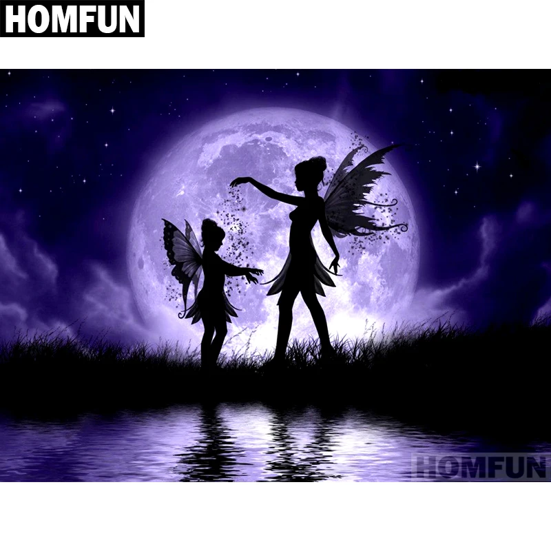 

HOMFUN Full Square/Round Drill 5D DIY Diamond Painting "butterfly fairy" Embroidery Cross Stitch 5D Home Decor Gift A01405