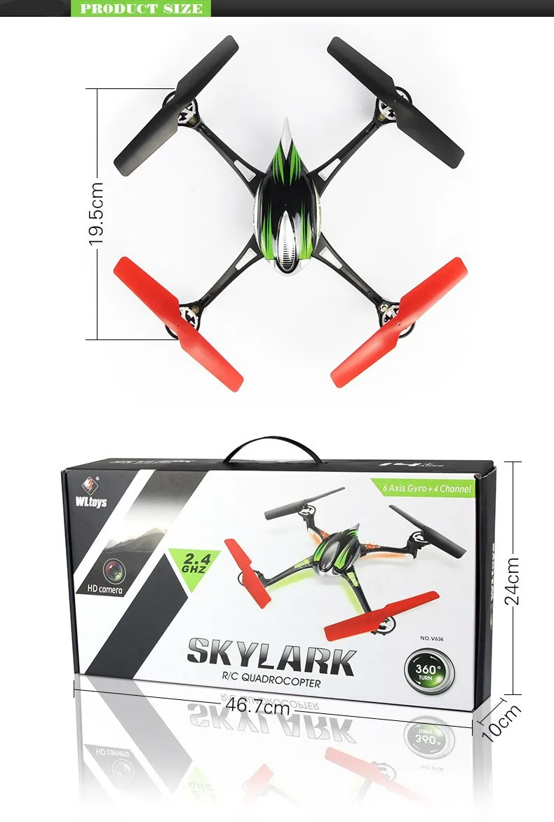 Wltoys Skylark V636 Квадрокоптер 4CH 6 Axis GYRO Electirc Радиоуправляемый вертолет 2,4 ГГц Безголовый режим 3D Дрон