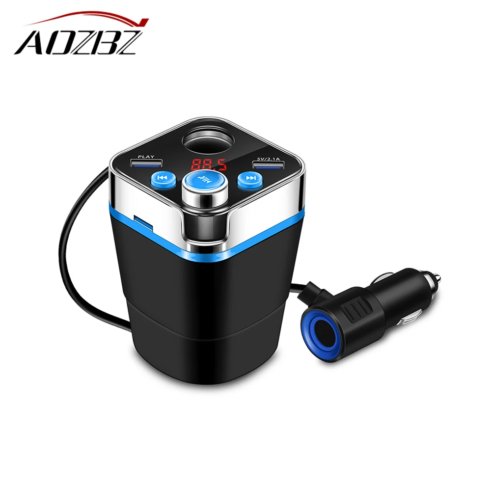 

Bluetooth Car Kit Music Player FM Transmitter Modulator Cup Shape 120W Cigarett Lighter Socket Adapter 3.1A Dual USB Car Charger