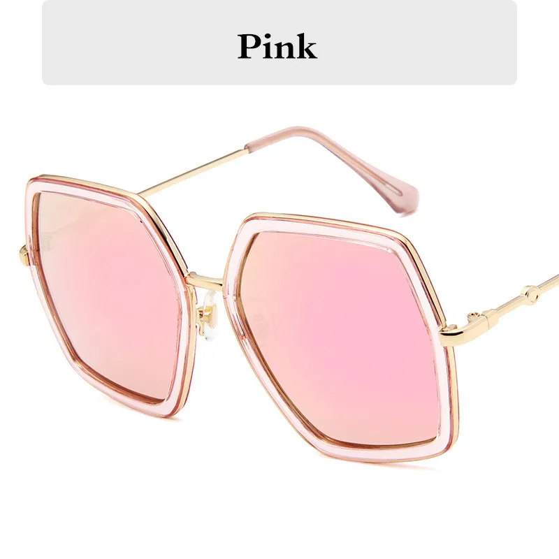 Дизайнерские брендовые солнцезащитные очки для женщин, очки в стиле ретро, очки для мужчин и женщин, солнцезащитные очки Gafas, большая коробка, большие винтажные многоугольные очки - Цвет линз: Pink