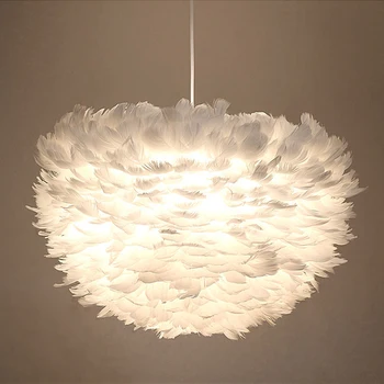 

Modern Nordic style white nature Goose feather Pendant Lights XUYIMING