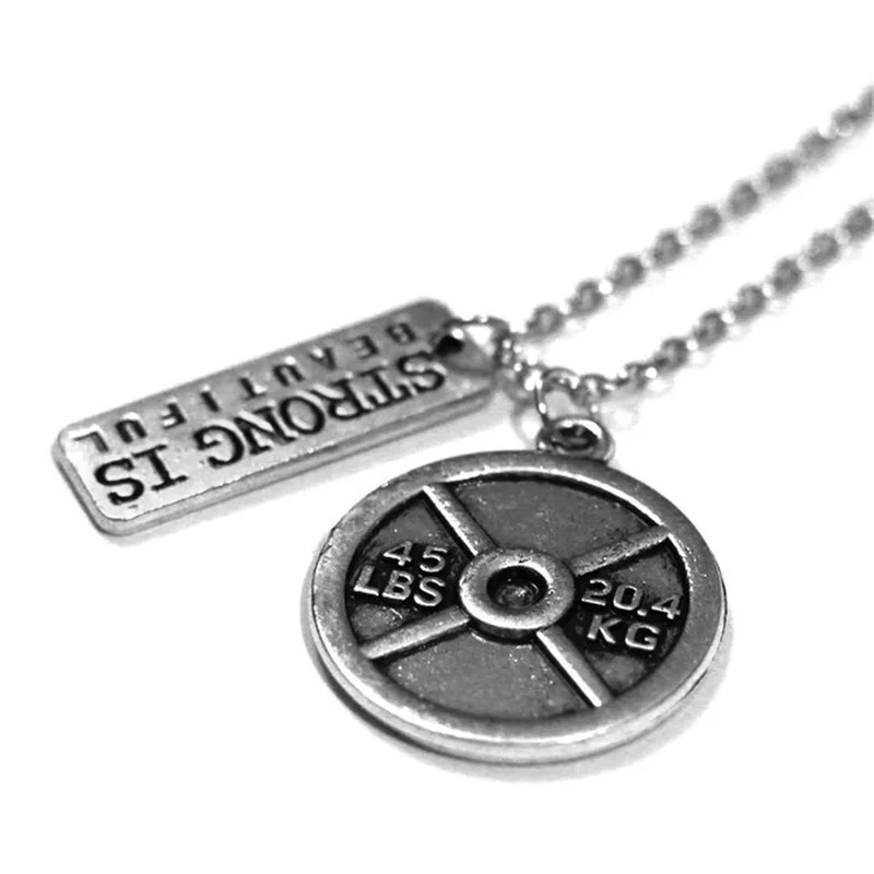 Bespmosp Vintage Unisex Chain Sports Fitness Pendant Necklace Dumbbell