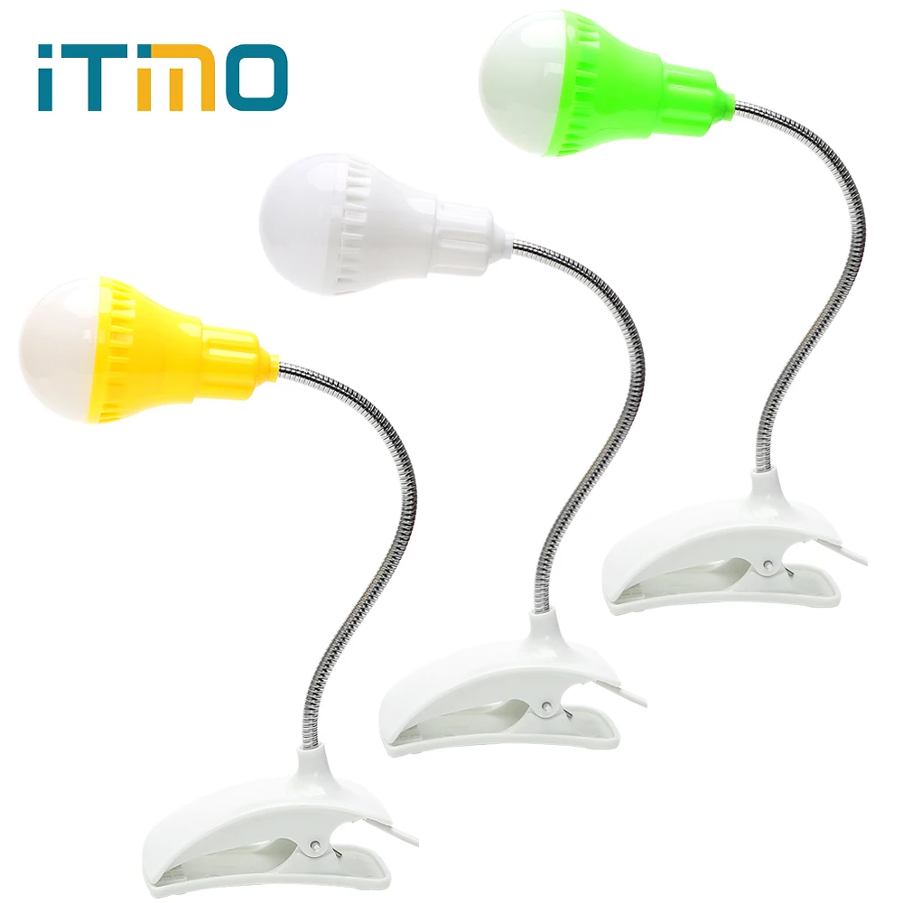 

ITimo Book Light Clip-on Eye Protection Flexible Bedside Table Computer Reading Bulb USB LED Desk Lamp Home Lighting Portable
